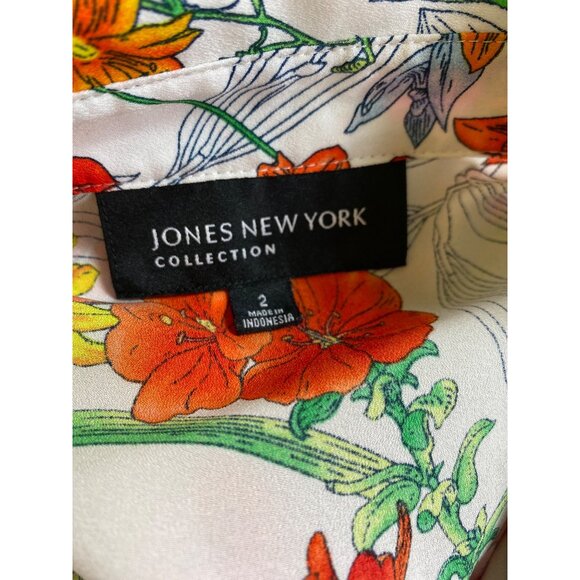 Jones New York Collection Floral  Button-Up Shirt Size 2 Retro Seventies Y2K - Picture 3 of 4